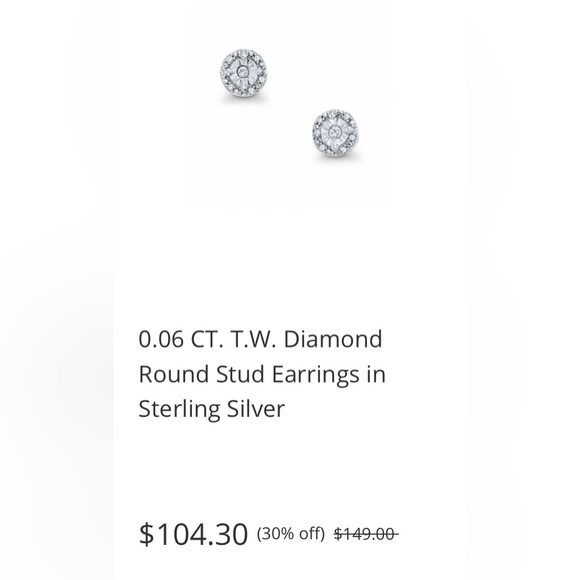 Sterling Silver Diamond Earrings - Picture 3 of 3